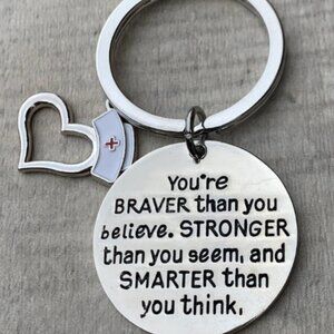 Nurse Keychain - Braver Than You Believe - Heart